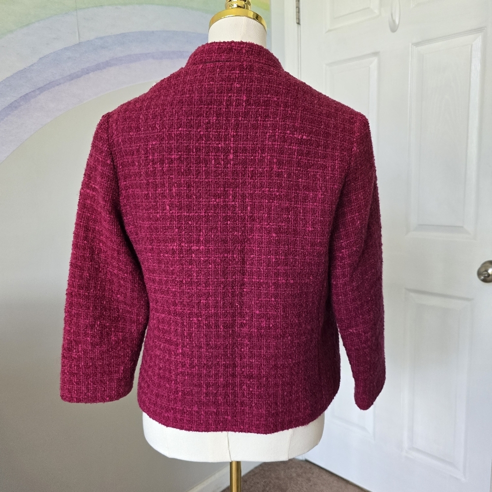 Vintage Strelitz | 12 | Vintage Burgundy New Wool 3 Pocket Jacket - Picture 6 of 11